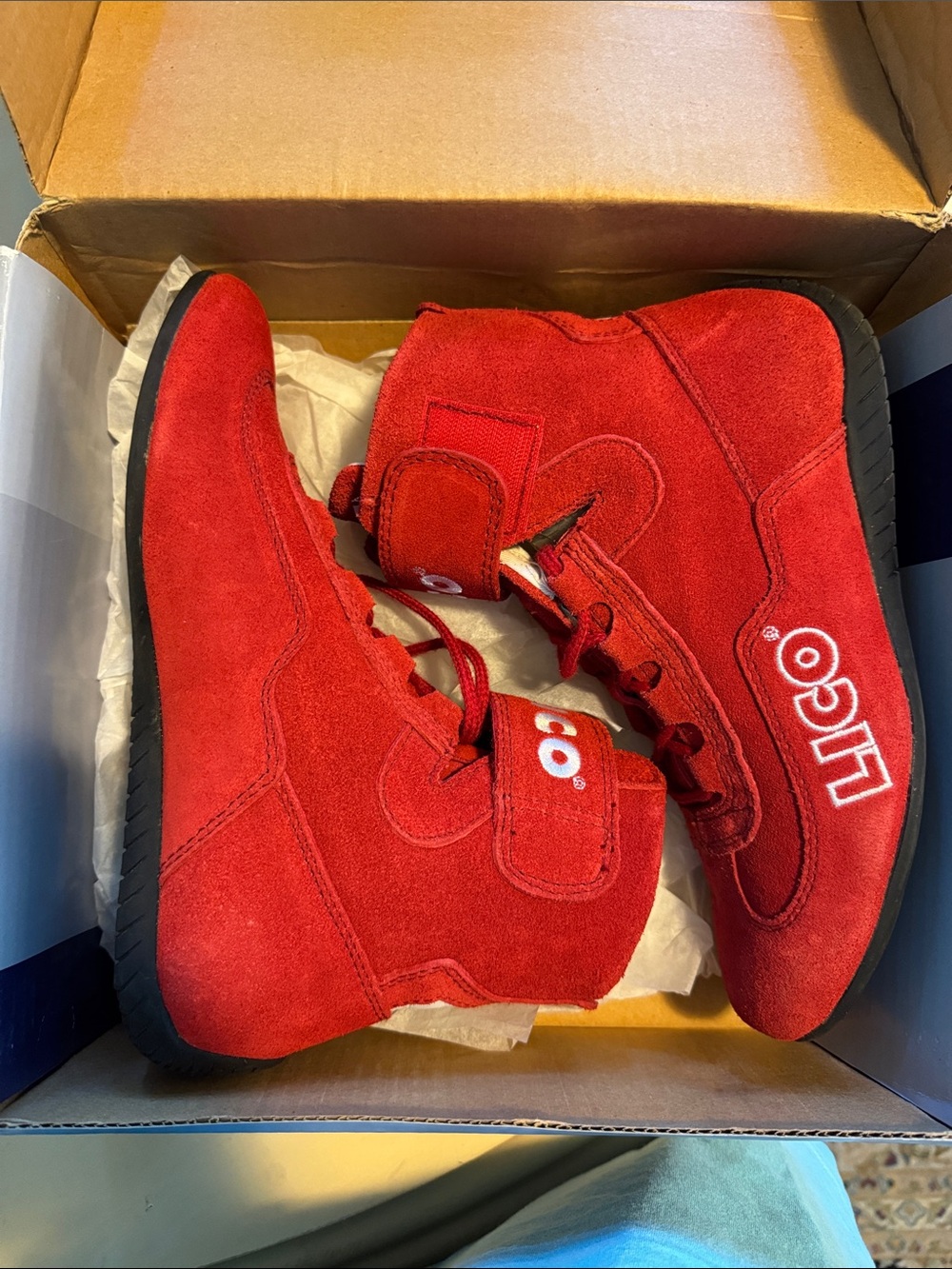 Red Suede Racing High-Top Shoes for Women